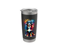 Colorful Splash Art Headphones Entlebucher Mountain Dog Gobelet isotherme en acier inoxydable double paroi