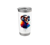 Colorful Splash Art Headphones Mouflon Wild Sheep Mouflons Gobelet isotherme en acier inoxydable double paroi