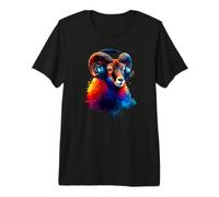 Colorful Splash Art Headphones Mouflon Wild Sheep Mouflons T-Shirt Haut de Gamme