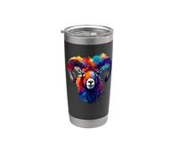 Colorful Splash Art Mouflon Wild Sheep Mouflons Gobelet isotherme en acier inoxydable double paroi