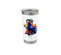 Colorful Splash Art Mouflon Wild Sheep Mouflons Gobelet isotherme en acier inoxydable double paroi