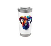Colorful Splash Art Mouflon Wild Sheep Mouflons Gobelet isotherme en acier inoxydable double paroi