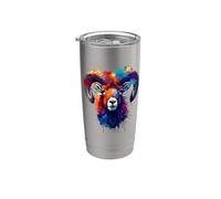Colorful Splash Art Mouflon Wild Sheep Mouflons Gobelet isotherme en acier inoxydable double paroi