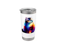 Colorful Splash Art Munchkin Cat Munchkins Sausage Cat Gobelet isotherme en acier inoxydable double paroi