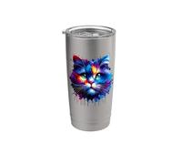 Colorful Splash Art Munchkin Cat Munchkins Sausage Cat Gobelet isotherme en acier inoxydable double paroi