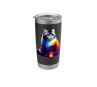 Colorful Splash Art Munchkin Cat Munchkins Sausage Cat Gobelet isotherme en acier inoxydable double paroi