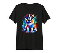 Colorful Splash Art Saint-Bernard Chien Saint-Bernard T-Shirt Haut de Gamme