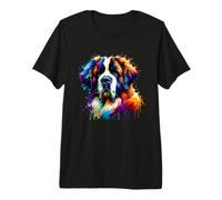 Colorful Splash Art Saint-Bernard Chien Saint-Bernard T-Shirt Haut de Gamme
