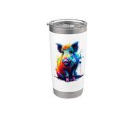Colorful Splash Art Wild Pig Hog Hunting Boar Hunter Gobelet isotherme en acier inoxydable double paroi