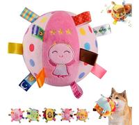 colorful squeaky hanging dog training toy,6-inch Soft Cotton Stuffed Ball with Built-in Bell,Bungee Elastic Interactive Chew & Fetch Toy,Interactive Tug Chew Toys for Small Medium Dog Indoor Play (E)