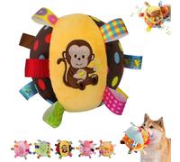 colorful squeaky hanging dog training toy,6-inch Soft Cotton Stuffed Ball with Built-in Bell,Bungee Elastic Interactive Chew & Fetch Toy,Interactive Tug Chew Toys for Small Medium Dog Indoor Play (C)