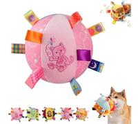 colorful squeaky hanging dog training toy,6-inch Soft Cotton Stuffed Ball with Built-in Bell,Bungee Elastic Interactive Chew & Fetch Toy,Interactive Tug Chew Toys for Small Medium Dog Indoor Play (A)
