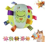 colorful squeaky hanging dog training toy,6-inch Soft Cotton Stuffed Ball with Built-in Bell,Bungee Elastic Interactive Chew & Fetch Toy,Interactive Tug Chew Toys for Small Medium Dog Indoor Play (C)