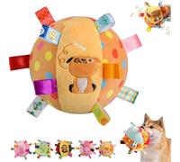 colorful squeaky hanging dog training toy,6-inch Soft Cotton Stuffed Ball with Built-in Bell,Bungee Elastic Interactive Chew & Fetch Toy,Interactive Tug Chew Toys for Small Medium Dog Indoor Play (F)