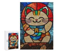 Colorful Stained Glass Cat Art Puzzle 1000 Pièces Educa Jouet en Bois Cadeau Unique Décoration Intérieure Jeu Éducatif Challenge Toy Adultes Et Enfants À Partir De 14 Ans 300 PCS