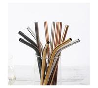 Colorful Stainless Steel Drinking Straws Straight and Bent Reusable Filter With Brush DIY Tea Coffee Tools Party Bar Accessories(AB-4Pcs-R)