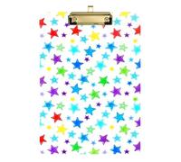 Colorful Stars Porte-bloc A4 Classeur transparent avec porte-bloc à l'intérieur pour tableau à clip pour enseignant Taille 22,9 x 30,5 cm