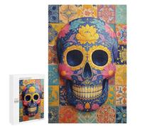 Colorful Sugar Skull Wall Art Puzzle 1000 Pièces Educa Jouet en Bois Cadeau Unique Décoration Intérieure Jeu Éducatif Challenge Toy Adultes Et Enfants À Partir De 14 Ans 1000 PCS