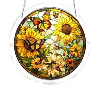 Colorful Suncatcher - Window Decor Jigsaw Puzzle Style Hanging Pendant | Decorative Light Catching Glass Art Panel Wall Accent Ornament for Home, Garden, Backyard, Tree Spring Gift