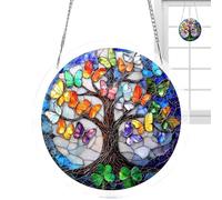 Colorful Suncatcher - Window Decor Jigsaw Puzzle Style Hanging Pendant | Decorative Light Catching Glass Art Panel Wall Accent Ornament for Home, Garden, Backyard, Tree Spring Gift