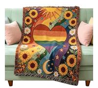 Colorful Sunflower Blanket, Floral Soft Throw Cover, Decorative Tapestry Style Fabric, Sofa Couch Cover, for Living Room Dorm Bedroom Chair Recliner Home Decor Use 60x90cm 2.36x3.54 inches