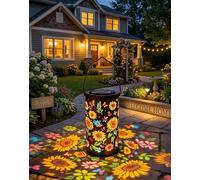 Colorful Sunflower Glow Lanterne Solaire de Jardin Projection de Fleurs 3D avec Protection IP65 contre l'eau Durée d'éclairage de 8 à 10 h pour Jardin, Balcon et Terrasse Lampe Solaire Étanche (A)