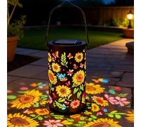 Colorful Sunflower Glow Solar Garden Lantern - Waterproof Hanging Metal Decor - Decorative Solar Lanterns for Yard Patio and Pathway Illumination (B)