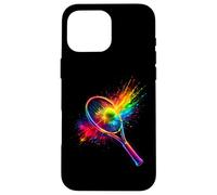 Colorful Tennis Ball Color Splash Into Tennis Racket Coque pour iPhone 16 Pro Max