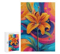 Colorful Tiger Lily Art Print - Casse-tête pour Adultes, 300 PCS, Projet Puzzle du W nd - À Assembler, Encadrer Et Exposer