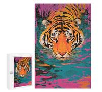 Colorful Tiger Painting Art Print Puzzle 1000 Pièces Educa Jouet en Bois Cadeau Unique Décoration Intérieure Jeu Éducatif Challenge Toy Adultes Et Enfants À Partir De 14 Ans 1000 PCS