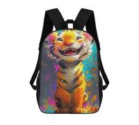 Colorful Tiger Painting Artwork-2 Sacs À Dos Imprimés En 3D Pour Enfants 17inch Sacs À Dos Tendance Et Décontractés Pour La Journée, Sacs De Voyage, Sacs À Dos D'extérieur Pour Garçons Et Filles