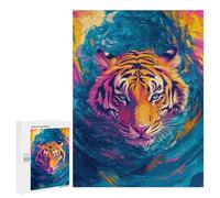 Colorful Tiger Painting Artwork Puzzle 1000 Pièces Educa Jouet en Bois Cadeau Unique Décoration Intérieure Jeu Éducatif Challenge Toy Adultes Et Enfants À Partir De 14 Ans 500 PCS