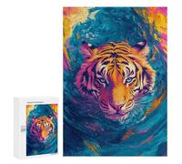 Colorful Tiger Painting Artwork Puzzle 1000 Pièces Educa Jouet en Bois Cadeau Unique Décoration Intérieure Jeu Éducatif Challenge Toy Adultes Et Enfants À Partir De 14 Ans 300 PCS