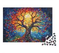 Colorful Tree Fantasy 1000 pièces Arbre psychédélique Puzzle Adulte Carton épais Décompression Jeu éducatif Cadeaux Femme & Homme 52x38cm/1000pcs