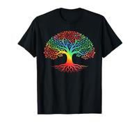 Colorful Tree Life T-Shirt - Vibrant Rainbow Nature Roots T-Shirt