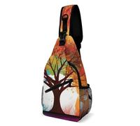 Colorful Tree Sling Bag for Men Women Crossbody Backpack Colorful Fish Mermaid Scales Crossbody Bag Chest Bags for Travel Sport