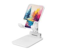 Colorful Trees On The Mountain Support pliable pour téléphone portable à angle réglable en hauteur Compatible avec tous les smartphones Blanc