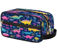 Colorful Tropical Dinosaur Toiletry Bag Organizer Wash Bag Cosmetic Makeup Bag Storage Pouch Travel Case for Women Men Boys Girls