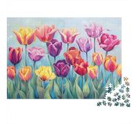 Colorful Tulip Garden Colourful Vibrant Tulip Field Art 1000 Pcs Jigsaws for Adults The Impossible Challenge Fun Present 70x50cm/1000pcs