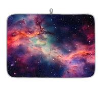 Colorful Universe Galaxy Nebula Tapis égouttoir à vaisselle absorbant en microfibre pour cuisine, cuillère, assiette en verre, 40,6 x 45,7 cm