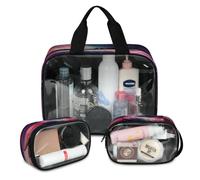 Colorful Universe - Lot de 3 grandes trousses de maquillage de voyage translucides avec nébuleuse galaxie pour homme et femme, couleur, L, Trousse de maquillage
