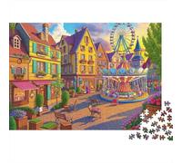 Colorful Village Square 1000 pièces Rue colorée Puzzle Adulte Carton épais Anti-Stress Difficile Cadeau Anniversaire 52x38cm/1000pcs