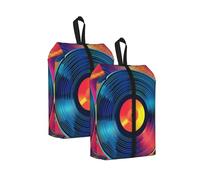 Colorful Viny Sac à chaussures de voyage CD résistant à l'eau avec poignée à fermeture éclair, pochette légère pour valise et salle de sport, se replie à plat pour l'emballage, Cd coloré Viny, 22 x 12