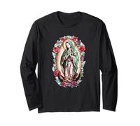 Colorful Virgin Mary Christian Graphic for Women Catholic Manche Longue