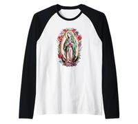 Colorful Virgin Mary Christian Graphic for Women Catholic Manche Raglan