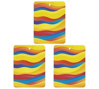 Colorful Waves Lot de 3 désodorisants carrés à suspendre pour voiture, maison, bureau, style noir