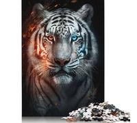 Colorful White Tiger Puzzle 1000 Pièces Educa Jouet en Bois Divertissement Créatif De l'art De La Décoration Jeu Éducatif Challenge Toy Adultes & Enfants des 14 Ans 500pcs (52x38cm)