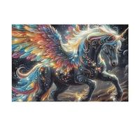 Colorful Winged Cheval 1000 Pieces Casse-tête Débutant en Carton Anti-Déchirure Facile Apprentissage Loisir Créatif Décoration Murale Petit Prix Pas Cher 1000 PCS/75x50cm
