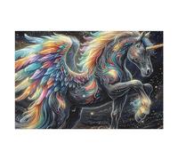 Colorful Winged Cheval 1000 Pieces Casse-tête pour Ado en Carton Épais Rigide Facile Débutant Jeu De Société Soirée Entre Amis Cadeau Anniversaire Premium 1000 PCS/75x50cm