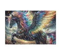 Colorful Winged Cheval 1000 Pièces Puzzle Personne Âgée en Carton Anti-Déchirure Facile Débutant Anti-Stress Thérapie Occupationnelle Cadeau Anniversaire Pas Cher 1000 PCS/75x50cm